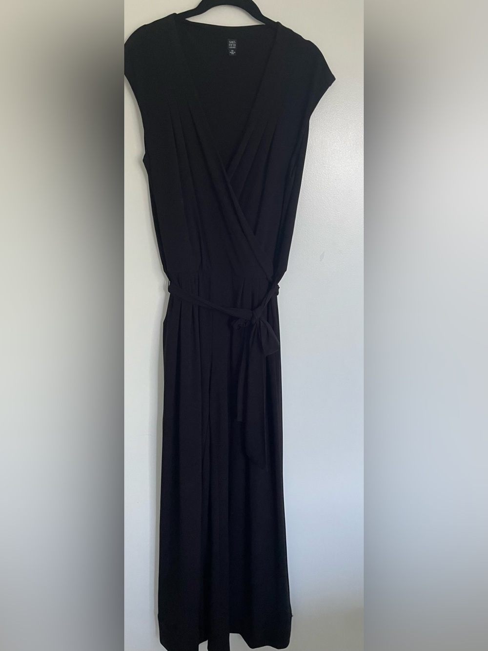 Saks Fifth Avenue Black Wrap-Front Maxi Culotte Dress